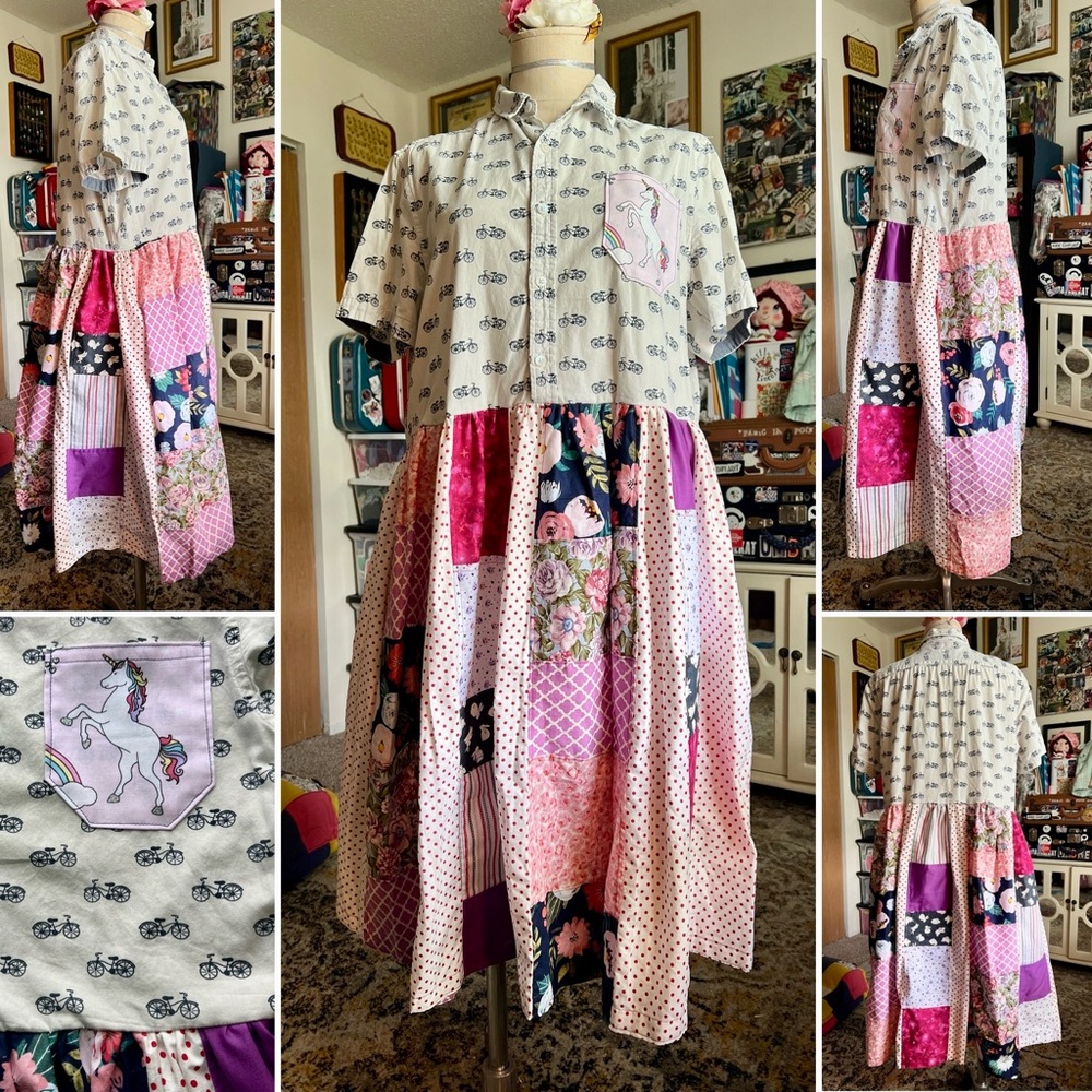 Patchwork Shirtdress with Pockets!